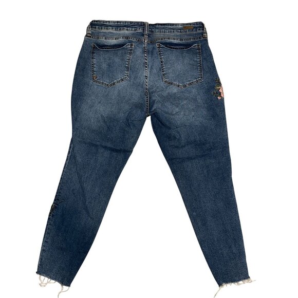 Kut from the Kloth Womens Plus Size 16W 26 Ankle Skinny Distressed Floral - Picture 5 of 8